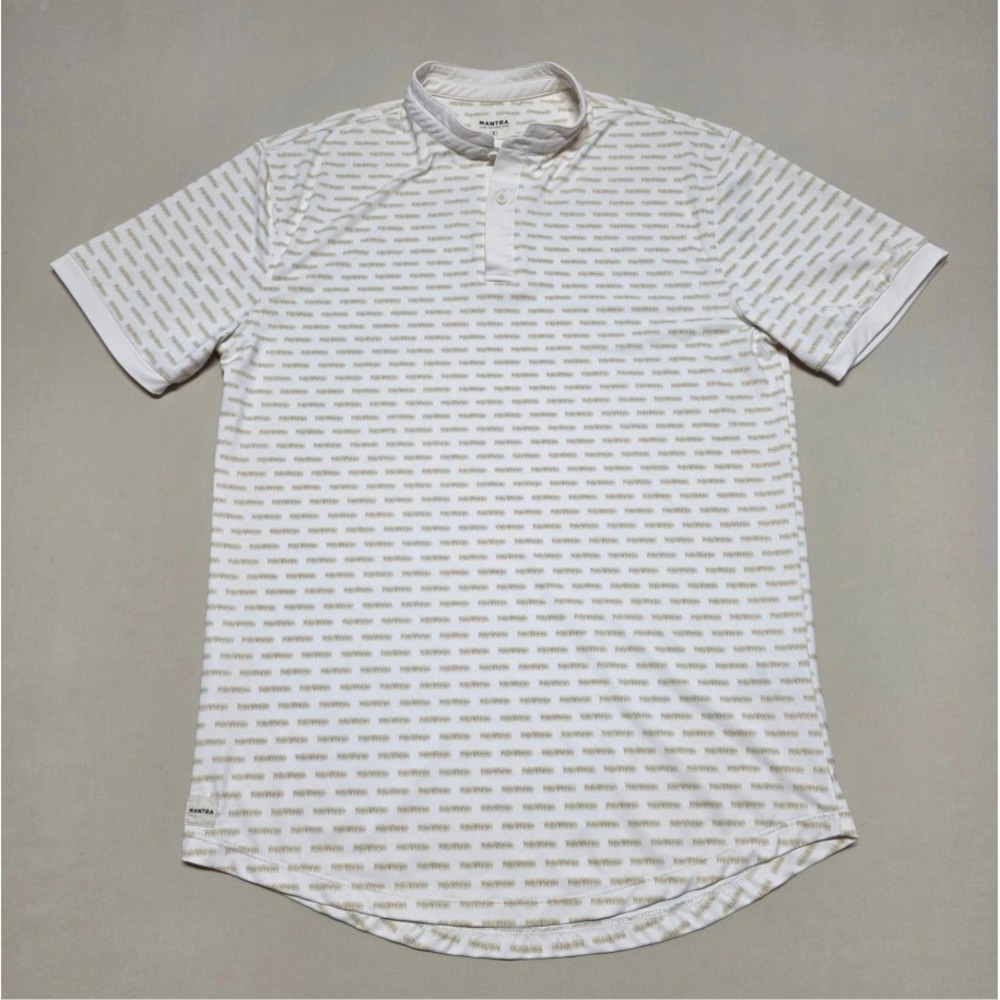 Mantra Catalyst Polo Men Shirt Small Cream Collared Short Sleeve Pullover RegFit